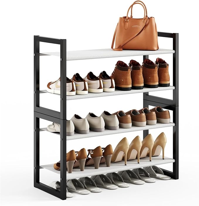 4-Tier Shoe Rack for Closet & Entryway, Stackable Shoe Organizer by ORCHIDLEAF-HOME