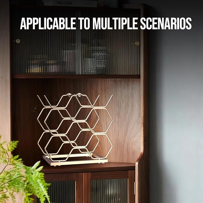 Small Wine Racks Countertop, Metal Wine Bottle Holder Modern Gold - Image 5