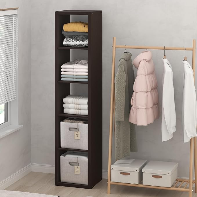 Furinno Cubic Extra Thick 5-Cube Closet Organizers and Storage, Dark Oak | 14.6 by Furinno-FitsYourSpaceFitsYourBudget
