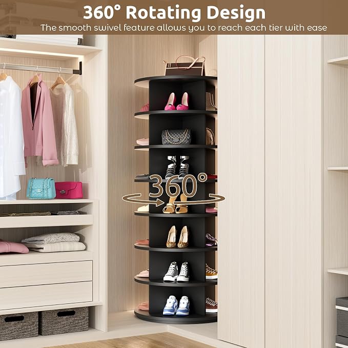 Rotating Shoe Rack 7 Tier Spinning Shoes Organizer Tower - Image 4