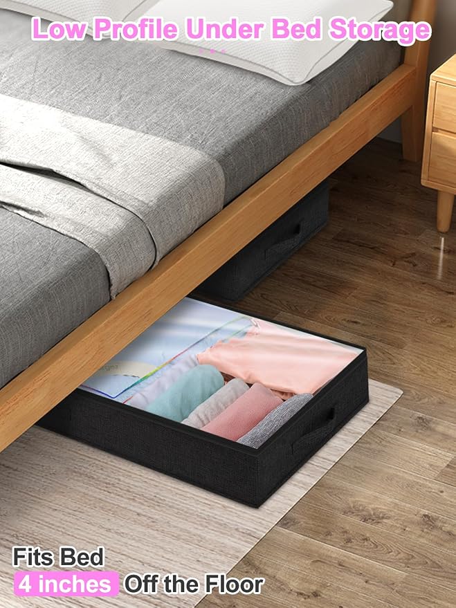 punemi Under Bed Storage Containers, Below 4 Inches Tall Low Profile Foldable - Image 5