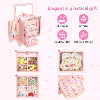 Emfogo Musical Jewelry Box for Girls, Large Kid Music Box - Image 5