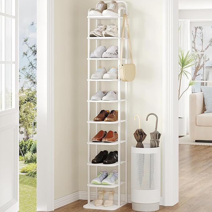 Hzuaneri 10 Tiers Vertical Shoe Rack, Narrow Shoe Tower, Tall Shoes Shelf by Hzuaneri