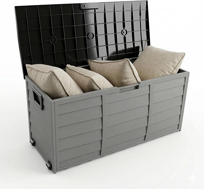 75 Gallon Outdoor Storage Box, 260L Waterproof Resin Deck Box by Unknown