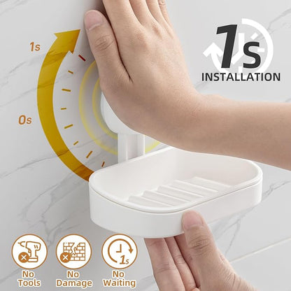 LEVERLOC Soap Dish Holder for Shower Suction Cup Wall Mounted Self Draining - Image 4