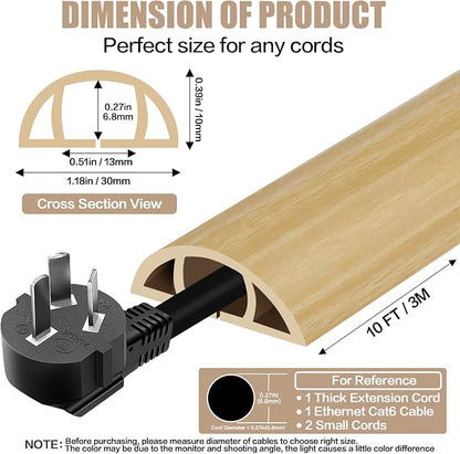 Floor Cord Cover Self Adhesive Cord Hider, 10FT Cable Management, Extension - Image 2