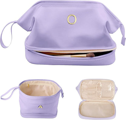 Initial Makeup Bags, Friend Gifts, Personalized Double Layer Cosmetic Bag by Vogewood