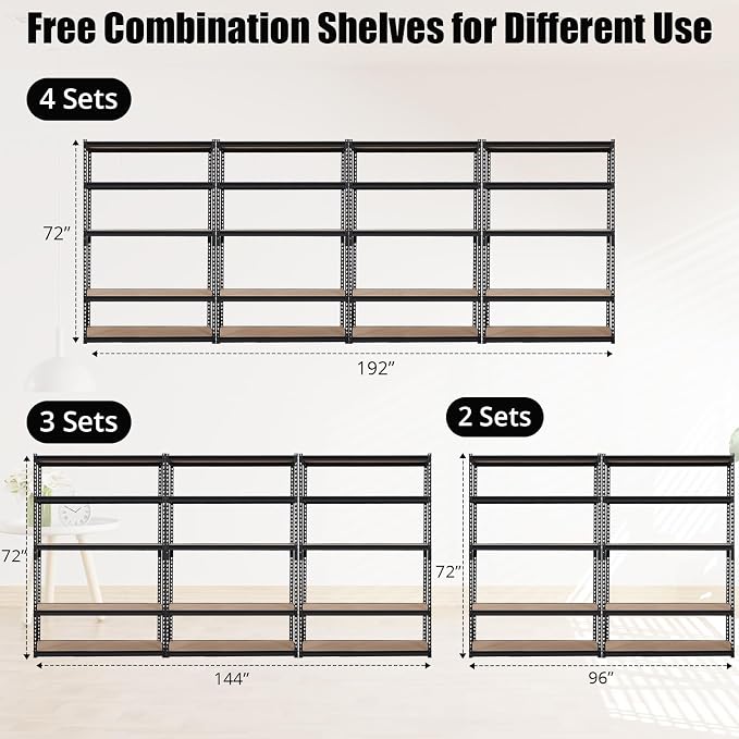 Takywep Heavy Duty Storage Shelves 48" x 24" x 72", 5 Tier Durable Metal - Image 7