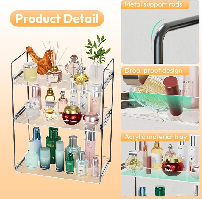 NPPLUS 3 Tier Bathroom Counter Organizer Matte Black+Clear Acrylic Vanity | - Image 3