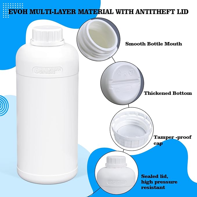 2 Pack 16 oz Fluorinated HDPE Chemical Storage Bottles - Image 3