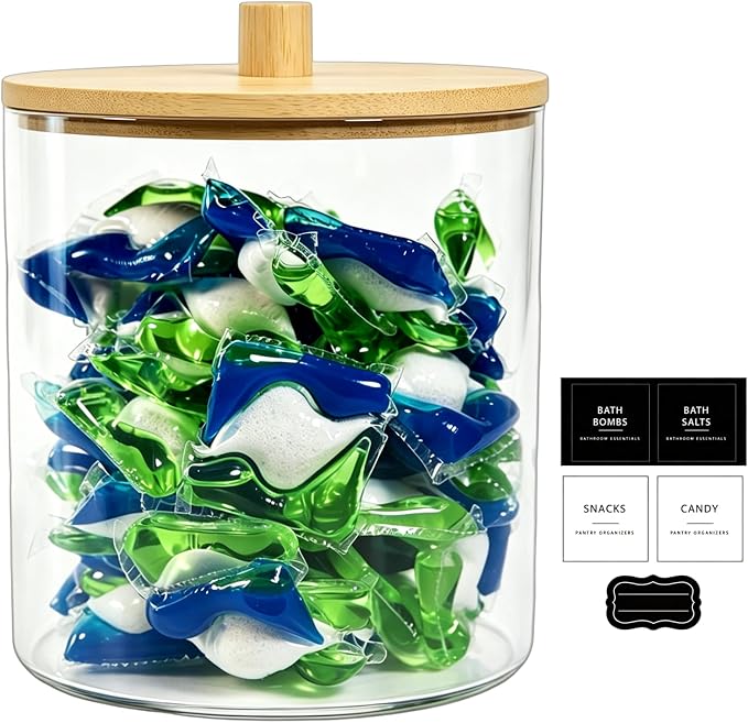 Amolliar 78oz/0.6Gal Laundry Pods Storage Container, Large Clear Laundry Room by Amolliar