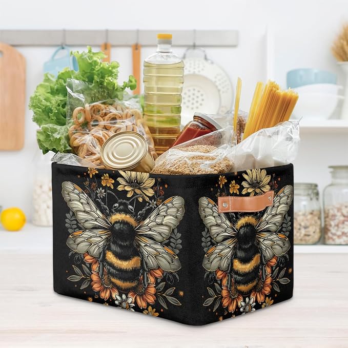 Pardick Basket Storage Bins Animal Bee Black Rectangle Cube Basket Box Kids - Image 7