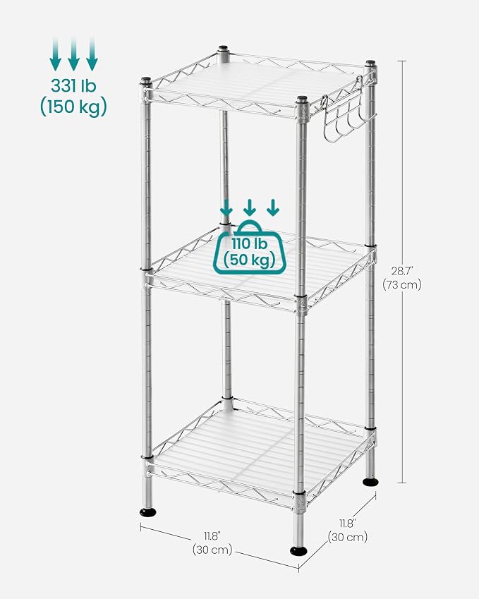 SONGMICS Storage Shelf, Bathroom Shelf, removable hook, extendable design - Image 7