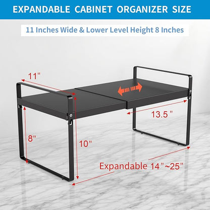 Expandable Cabinet Shelf Organizer 14-25 Inch Adjustable Length, Under Sink - Image 2