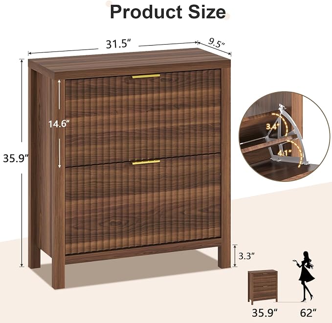 Fluted Shoe Cabinet Storage - Image 2
