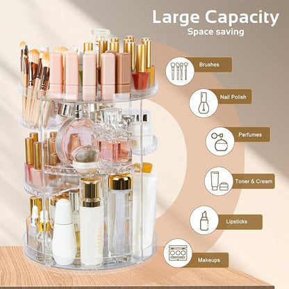 Boxalls Makeup Organizer Rotating Large Capacity, 360 Makeup Carousel - Image 4