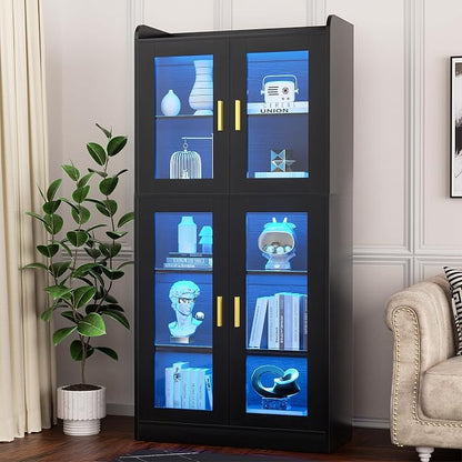 Unikito Display Cabinet with Glass Doors, Glass Display Case with 5-Tier by Unikito
