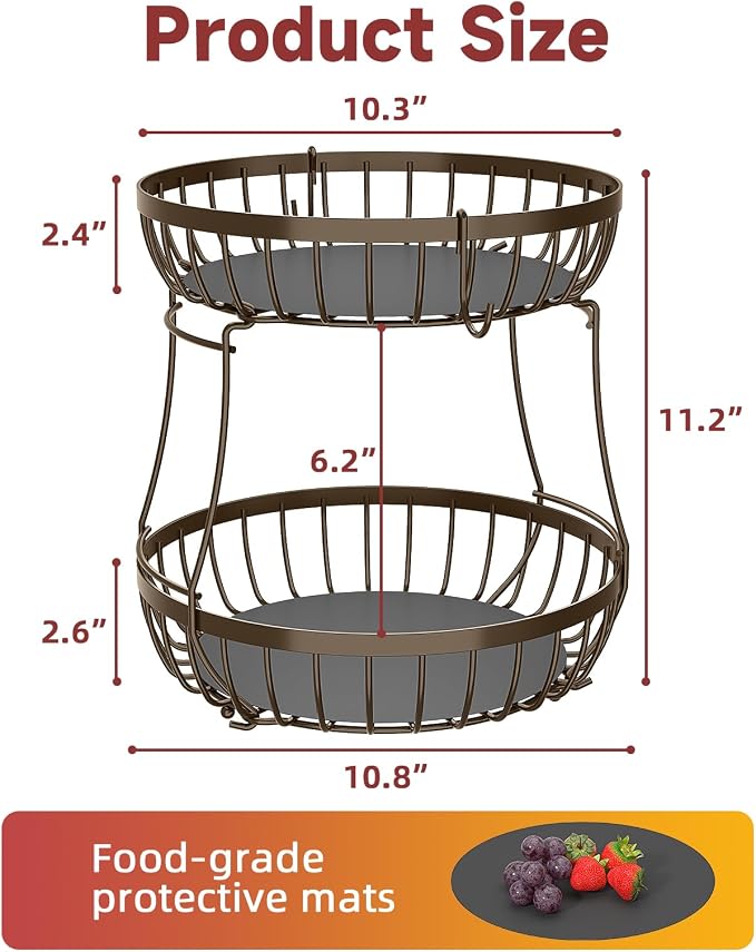 Sevenblue 2 Tier Fruit Bowl for Kitchen Counter - Image 7