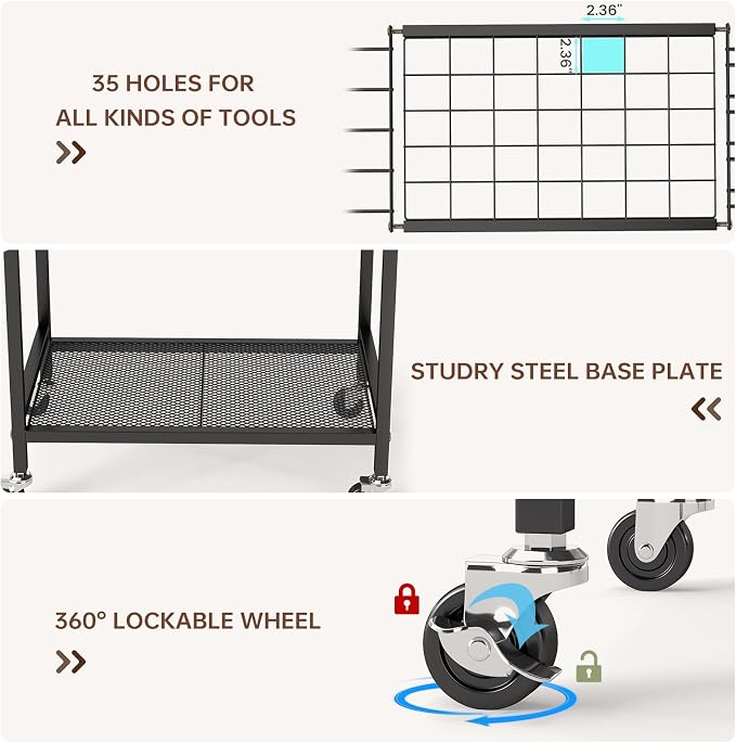 Hadulcet Garden Tool Organizer, Metal Garage Organization and Storage - Image 5