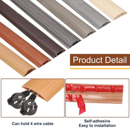 HARFINGTON 4ft Cord Cover Floor W0.6 x H0.33 Inner Channel PVC Hide Extension - Image 4