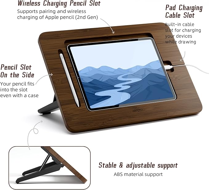 Bamboo Tablet Drawing Stand Tablet Holder - Image 4