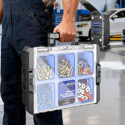 18 Inch Clear Lid Tool Box | AIRAJ Stackable Modular Tool Organizer Box Storage - Image 4