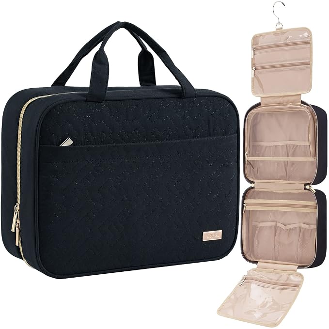 NISHEL Travel Toiletry Bag for women, Portable Hanging Organizer for Full-Sized by NISHEL