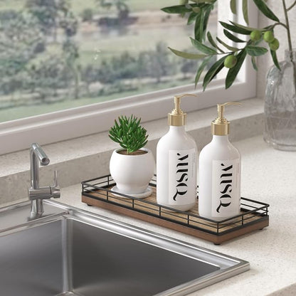 Acacia Wood Bathroom Vanity Tray, Kitchen Counter, Coffee Bar - Image 7