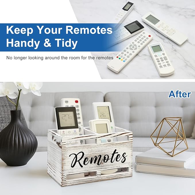 Wooden Remote Control Holder Wall Mount Remote Organizer - Image 6