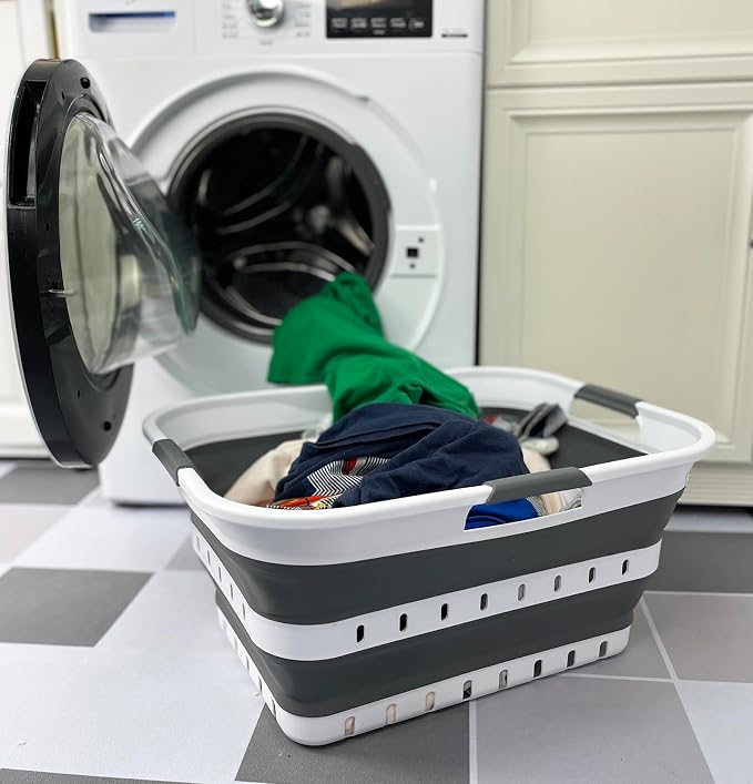 SAMMART 42L Collapsible Plastic Laundry Basket - Image 2