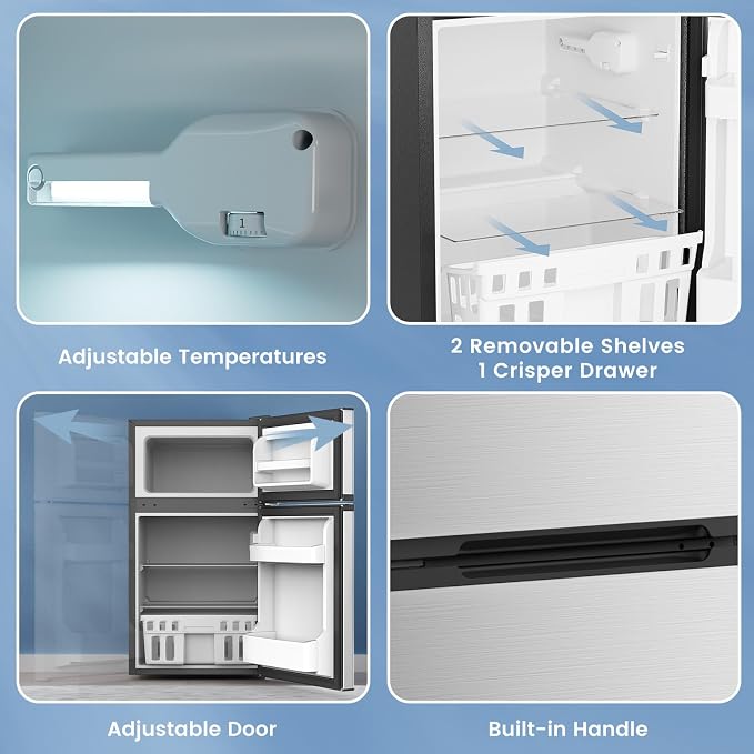 3.1 Cu.Ft Mini Fridge with Freezer, Compact Refrigerator with 2 Doors, Small - Image 4