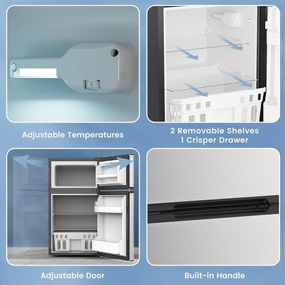 3.1 Cu.Ft Mini Fridge with Freezer, Compact Refrigerator with 2 Doors, Small - Image 4