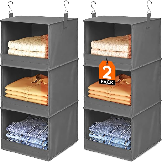 Lifewit 3 Tier Hanging Closet Organizer and Storage, Foldable Hanging Closet by Lifewit