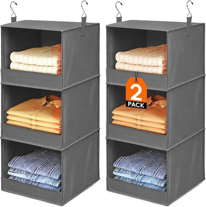 Lifewit 3 Tier Hanging Closet Organizer and Storage, Foldable Hanging Closet by Lifewit
