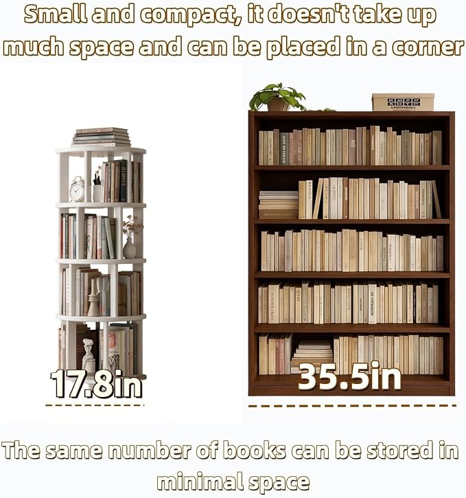 Solid Wood Rotating Round Bookshelf Towers - Image 4
