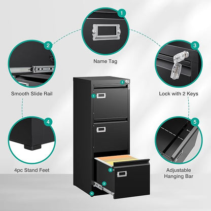 SISESOL 3 Drawer File Cabinet - Image 6