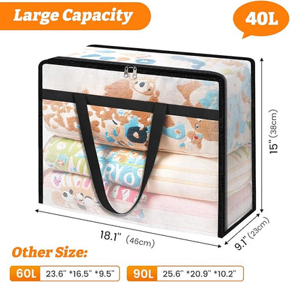 BlissTotes 4 Pack Clear Clothes Storage Bags, Moving Bags, Foldable Blanket - Image 2