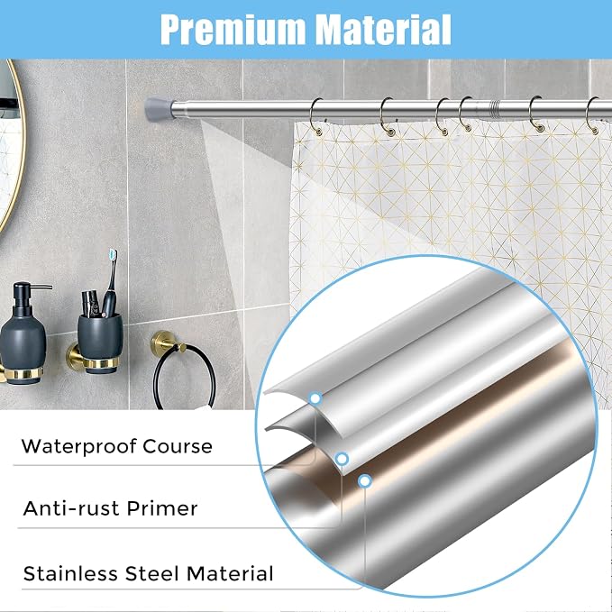 AIZESI Tension Curtain Rod Spring Tension Rods - Image 3
