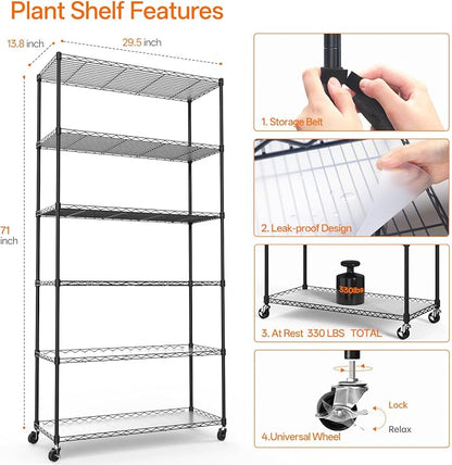 Bstrip Plant Shelf with Grow Light, Metal Plant Stand with Adjustable Rack and - Image 9