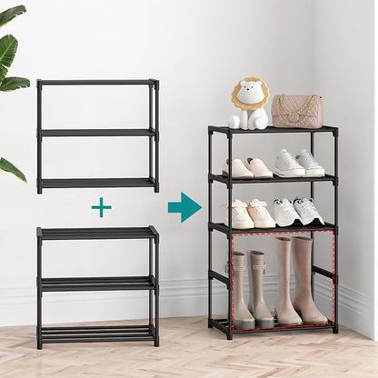 Autonomier 3 Tier Extra Small Shoe Rack, Narrow Stackable Shoe Shelf - Image 4