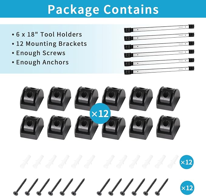 6 Pieces 18" Magnetic Tool Holder Strip, Stainless Steel Surface Tool Magnet Bar - Image 7