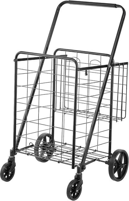 VEVOR Folding Shopping Cart, Double Baskets, 360° Swivel Wheels, 110 LBS Large - Image 9