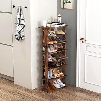 Tangkula 8-Tier Vertical Shoe Rack, Space-Saving Corner Shoe Organizer by TANGKULA