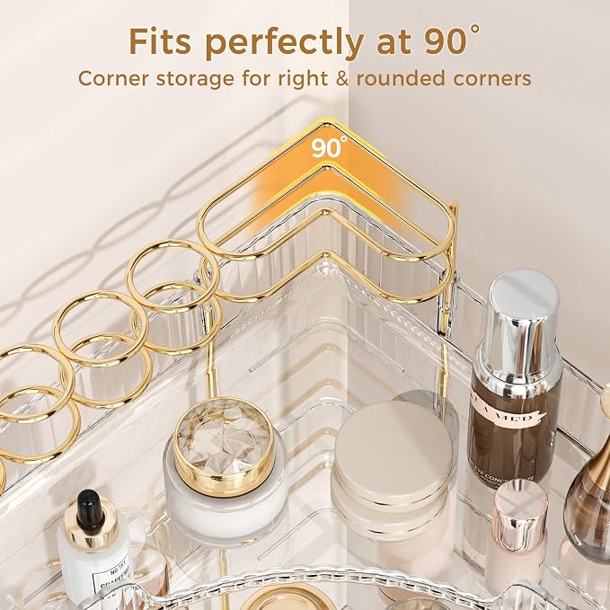 BEFSOP Corner Bathroom Counter Organizer, Upgraded 3-Tier Makeup Organizer - Image 7