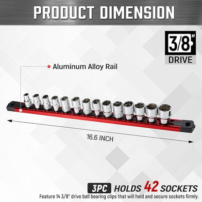 ALOANES 3-Piece Magnetic Tool Organizer, Heavy Duty Aluminum Rails, 360 Swivel - Image 2