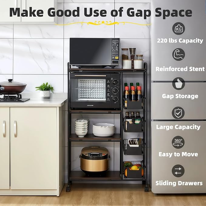 5-Tier Kitchen Carts on Wheels - Image 2