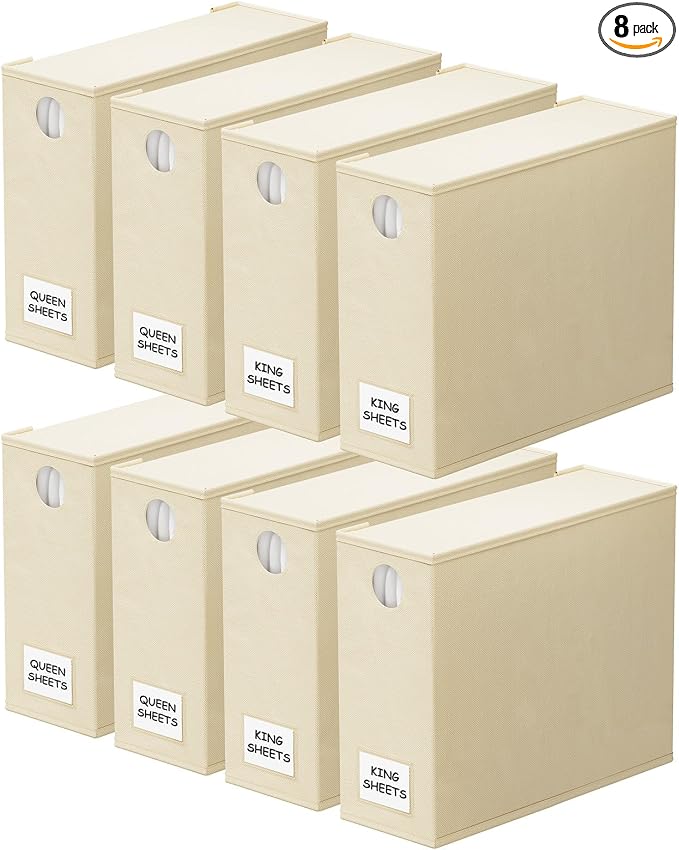 SpaceAid 8 Pack Bed Sheet Organizers and Storage, Foldable Sheet Organizer by SpaceAid
