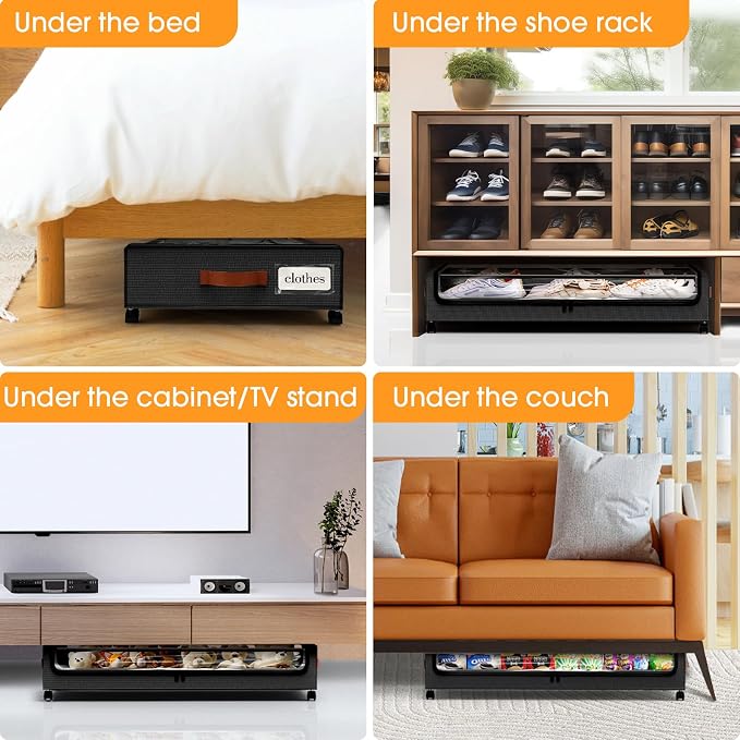 Under Bed Storage with Wheels 1Pack Storage Containers with Clear Window&Label - Image 7