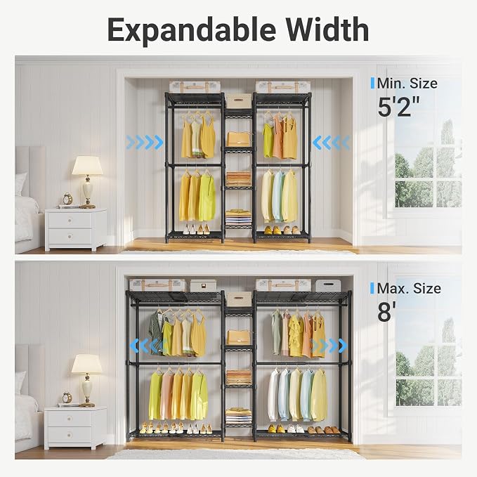 VIPEK X3 Expandable Heavy Duty Clothes Rack Adjustable from 5'2" to 8' - Image 2