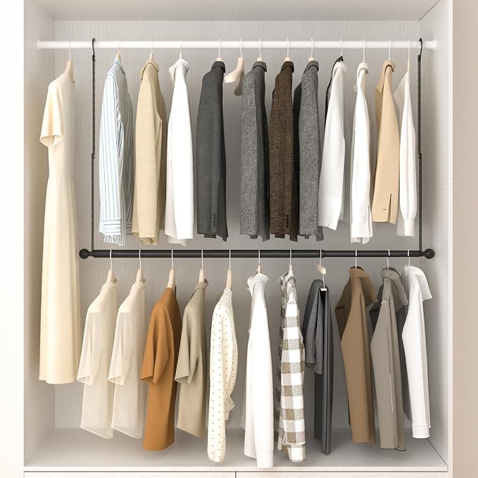 SUTINE Closet Rods for Hanging Clothes, Adjustable Metal Closet Extender - Image 4
